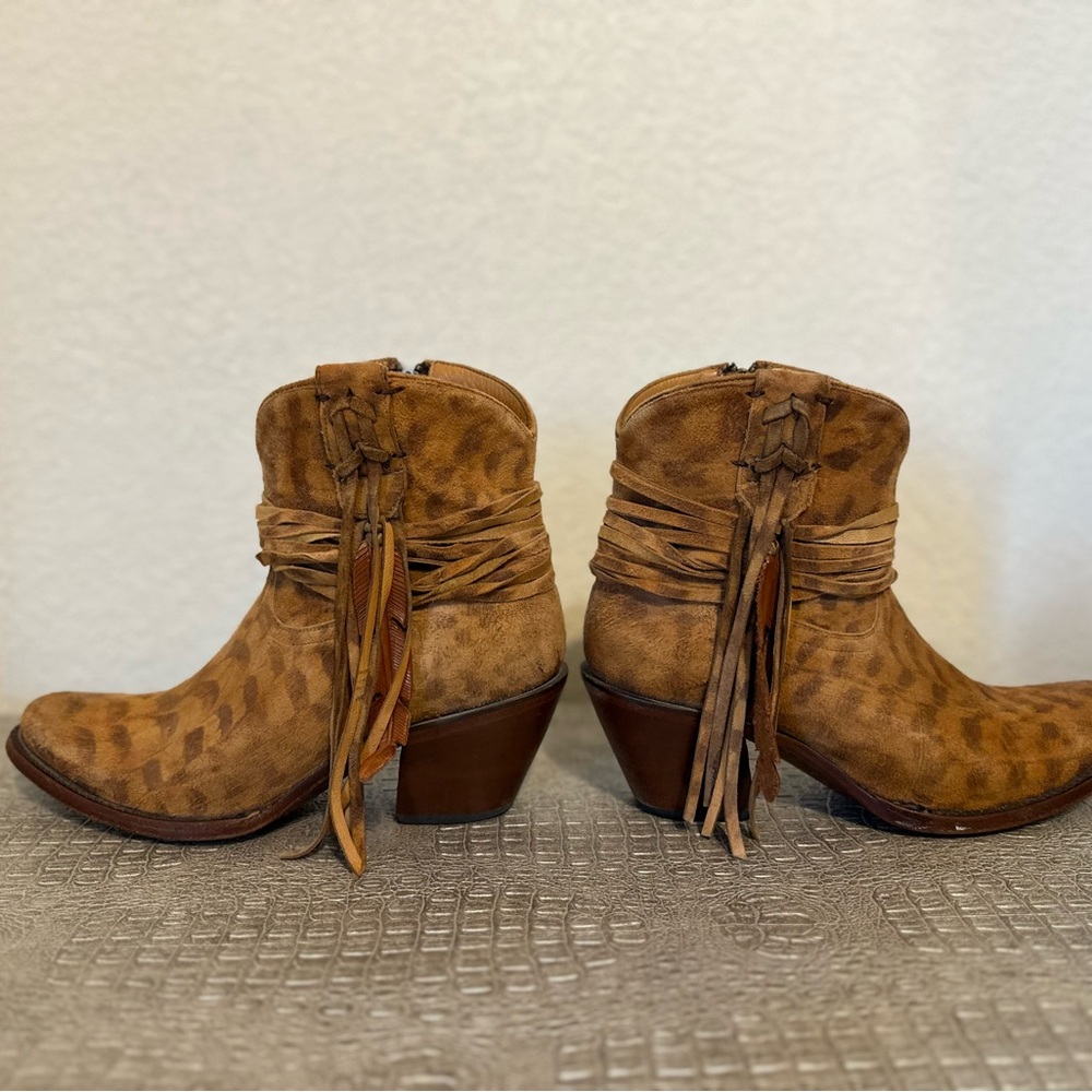 Brown Suede Ankle Boots with Fringe
